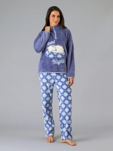PIJAMA FLORES MICROPOLAR CON CIERRE - 1