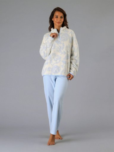 PIJAMA FLORES MICROPOLAR CON CIERRE - 1