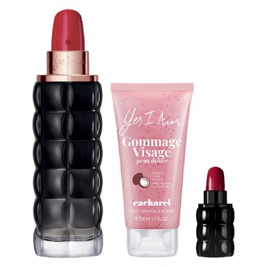 SET PERFUMES + EXFOLIANTE FACIAL CACHAREL YES I AM MUJER EDP 75 ML + 5 ML + 50 ML - 1