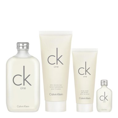 SET PERFUME UNISEX CALVIN KLEIN CK ONE EAU DE TOILETTE 200ML+10ML+BODY LOTION 200ML+SHOWER GEL 100ML - 1
