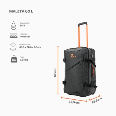 MALETA ZOLA OUTDOORS 60 L 15 KG NEGRO - 3