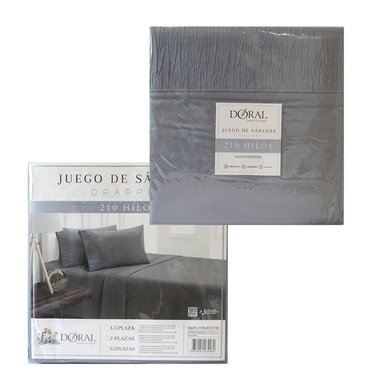 JUEGO DE SÁBANAS DORAL DRAPPED GRIS 1.5P - 4