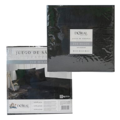 JUEGO DE SÁBANAS DORAL DRAPPED NEGRO 1.5P - 4