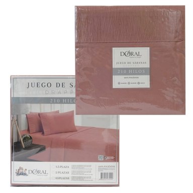 JUEGO DE SÁBANAS DORAL DRAPPED ROSA 1.5P - 4