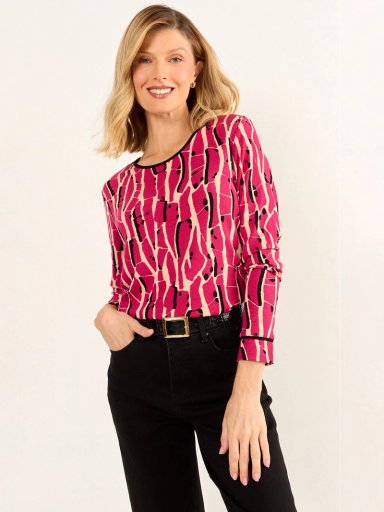 POLERA MUJER MA GRIFFE RIB ACANALADO ESTAMPADA - 1