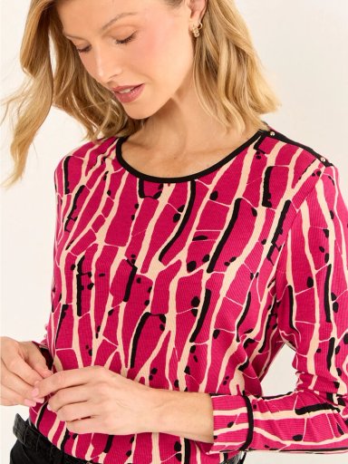POLERA MUJER MA GRIFFE RIB ACANALADO ESTAMPADA - 3