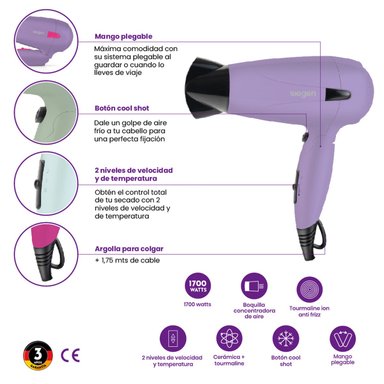 SECADOR DE PELO SIEGEN LET`S GO TRAVEL SG-3012C67 1700W - 7