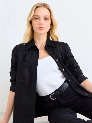 SOBRECAMISA MUJER ASH MANGA LARGA TACHAS - 1