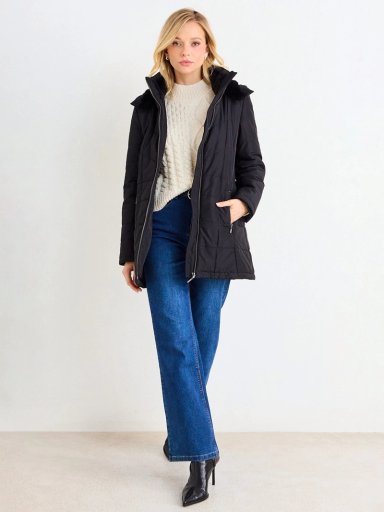 PARKA MUJER ASH CUELLO ALTO MANGA LARGA ENTALLADA GORRO - 1