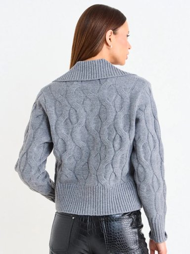 CARDIGAN MUJER ASH CUELLO POLO TRENZADO Y BOTONES - 3