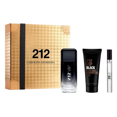 ESTUCHE PERFUME HOMBRE CAROLINA HERRERA 212 VIP BLACK EDP 100ML+EDP 10ML+GEL DE BAÑO 100ML - 1