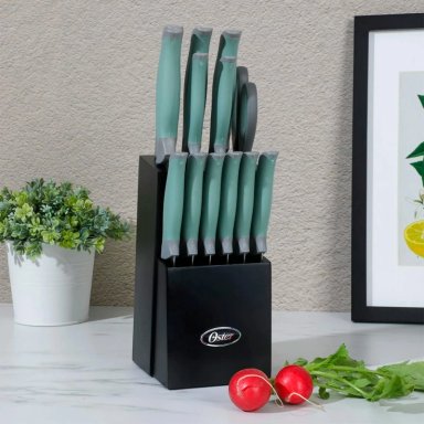 SET CUCHILLOS OSTER LINDBERGH ACERO INOXIDABLE 14 PZS VERDE - 1