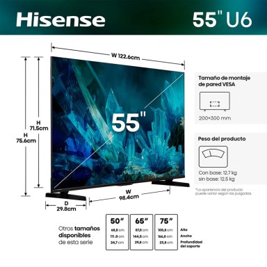 SMART TV HISENSE MINI LED 4K UHD 55” U6ESV - 3