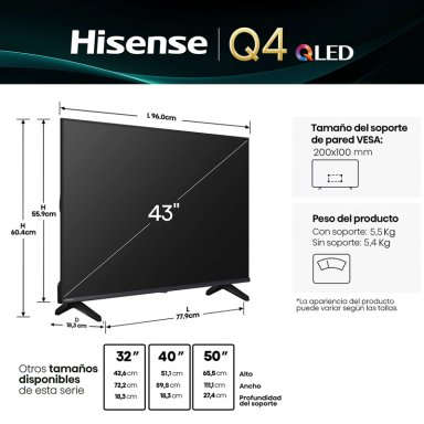 SMART TV HISENSE QLED FULL HD 43” 43Q4SV - 3