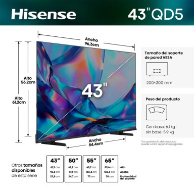 SMART TV HISENSE QLED 4K UHD 43” QD5SV - 3