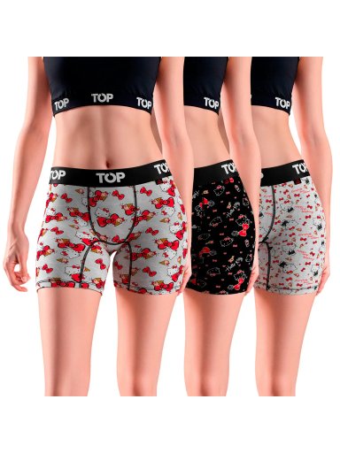 BOXER MUJER TOP PACK X3 ALGODÓN HELLO KITTY - 1