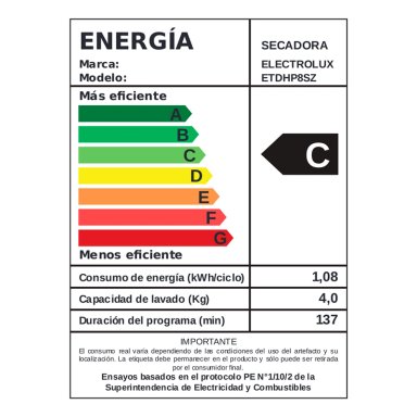 SECADORA DE ROPA BOMBA DE CALOR ELECTROLUX ETDHP8SZ 8KG GRAFITO - 11