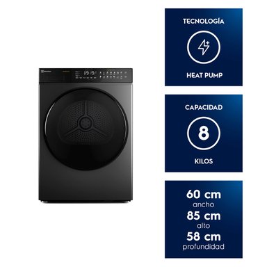 SECADORA DE ROPA BOMBA DE CALOR ELECTROLUX ETDHP8SZ 8KG GRAFITO - 9