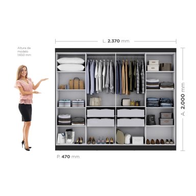 CLOSET DI PORETTI DESIGN PARIS 8P 4C NEGRO - 4