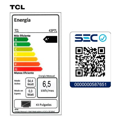 SMART TV TCL QLED 4K UHD 43” 43P7L - 13