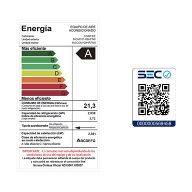 AIRE ACONDICIONADO SPLIT MIDEA INVERTER COMFEE 9000 BTU - 8