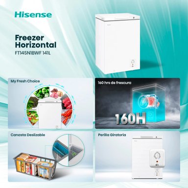 CONGELADOR HORIZONTAL HISENSE FT145N1BWF 141L FRÍO DIRECTO BLANCO - 4