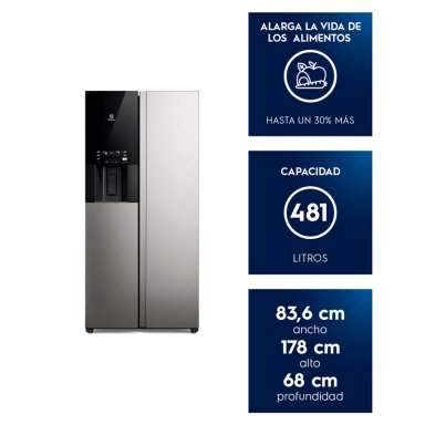 REFRIGERADOR SIDE BY SIDE ELECTROLUX ES4WS 481L NO FROST ACERO - 10