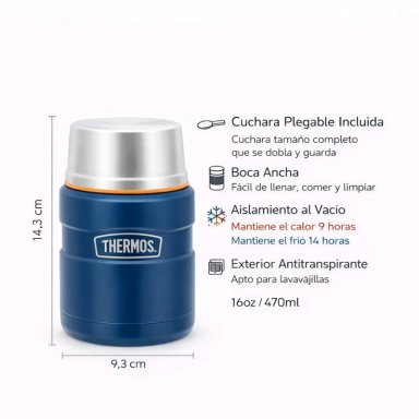 TERMO COMIDA THERMOS KING ACERO INOXIDABLE 470 ML AZUL MARINO - 5