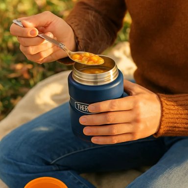 TERMO COMIDA THERMOS KING ACERO INOXIDABLE 470 ML AZUL MARINO - 6