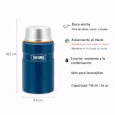 TERMO COMIDA THERMOS KING ACERO INOXIDABLE 710 ML AZUL MARINO - 3