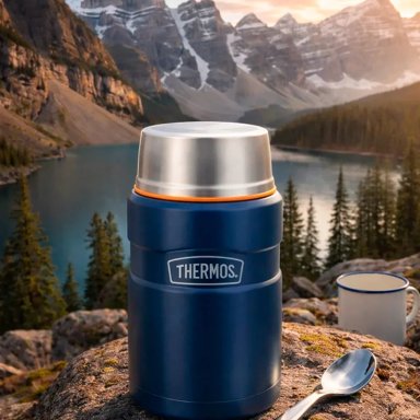 TERMO COMIDA THERMOS KING ACERO INOXIDABLE 710 ML AZUL MARINO - 4