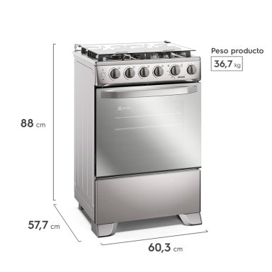 COCINA A GAS ELECTROLUX FE4SXC 4 PLATOS GRILL ACERO - 3