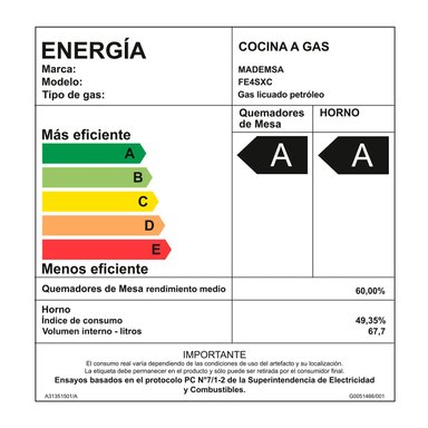 COCINA A GAS ELECTROLUX FE4SXC 4 PLATOS GRILL ACERO - 10