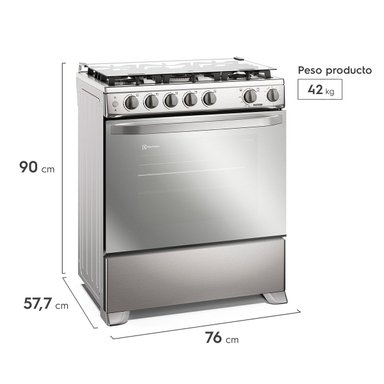 COCINA A GAS ELECTROLUX FE5SXC 5 PLATOS GRILL ACERO - 3