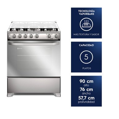 COCINA A GAS ELECTROLUX FE5SXC 5 PLATOS GRILL ACERO - 8