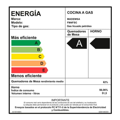 COCINA A GAS MADEMSA FM4FSC 4 PLATOS ACERO - 11