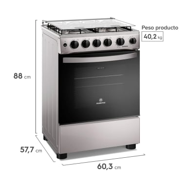 COCINA A GAS MADEMSA FM4PSC 4 PLATOS ACERO - 3