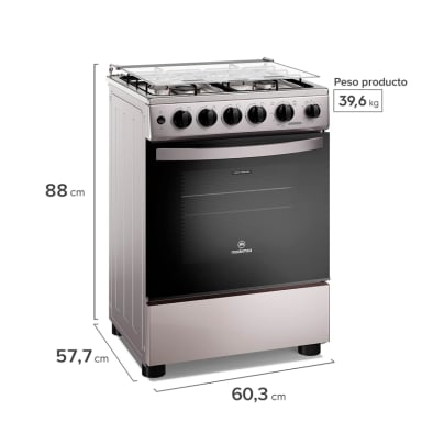 COCINA A GAS MADEMSA FM4TSC 4 PLATOS ACERO - 3