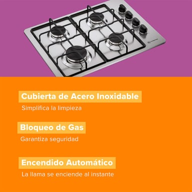 ENCIMERA A GAS MADEMSA 4 PLATOS KM4GX - 8