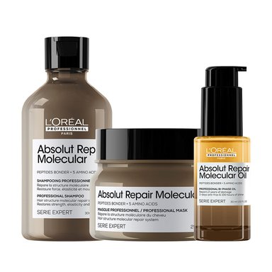 SET REPARACIÓN MOLECULAR L'OREAL PROFESSIONNEL ABSOLUT REPAIR MOLECULAR 300ML+250ML+30ML - 1