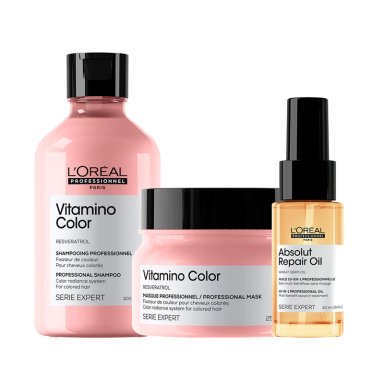SET CUIDADO DE COLOR L'OREAL PROFESSIONNEL VITAMINO COLOR+ABSOLUT REPAIR 300ML+250ML+30ML - 1