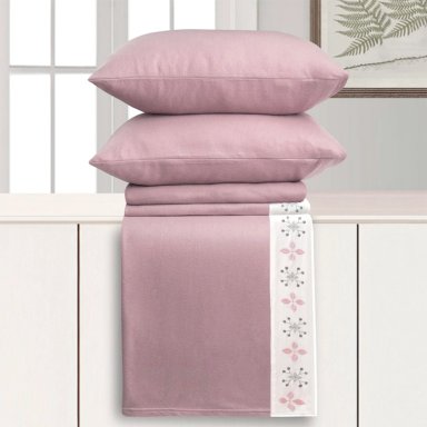 JUEGO DE SÁBANAS ANDES POLAR BORDADA GEO 2 PLAZAS ROSA - 3