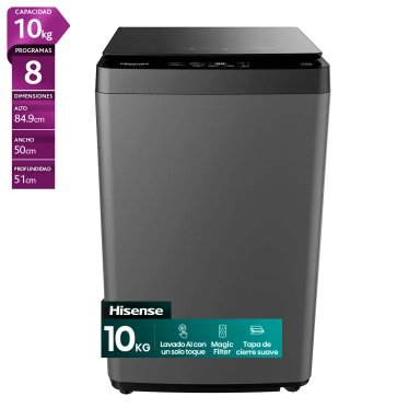 LAVADORA CARGA SUPERIOR HISENSE WT3K1031UT 10KG GRAFITO - 1