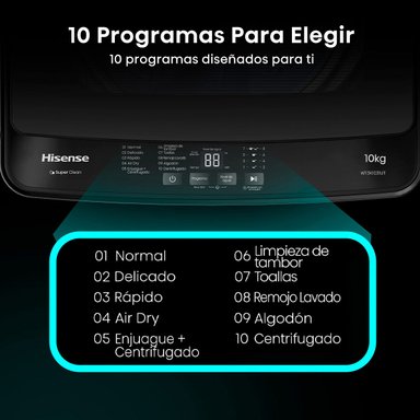 LAVADORA CARGA SUPERIOR HISENSE WT3K1031UT 10KG GRAFITO - 11