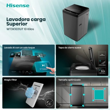 LAVADORA CARGA SUPERIOR HISENSE WT3K1031UT 10KG GRAFITO - 4