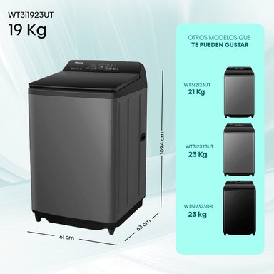 LAVADORA CARGA SUPERIOR HISENSE WT3I1923UT 19KG GRAFITO - 3