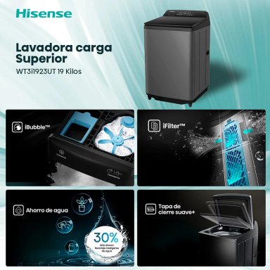 LAVADORA CARGA SUPERIOR HISENSE WT3I1923UT 19KG GRAFITO - 4