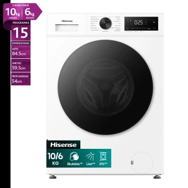 LAVADORA SECADORA HISENSE WD1I1041BW 10KG 6KG BLANCO - 1