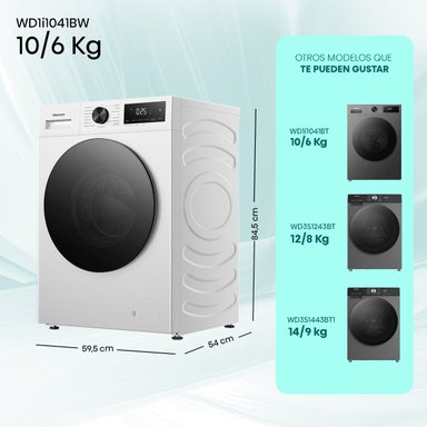 LAVADORA SECADORA HISENSE WD1I1041BW 10KG 6KG BLANCO - 3