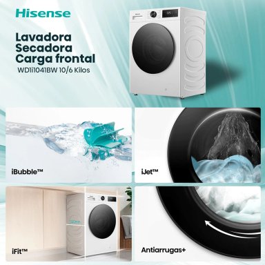 LAVADORA SECADORA HISENSE WD1I1041BW 10KG 6KG BLANCO - 4